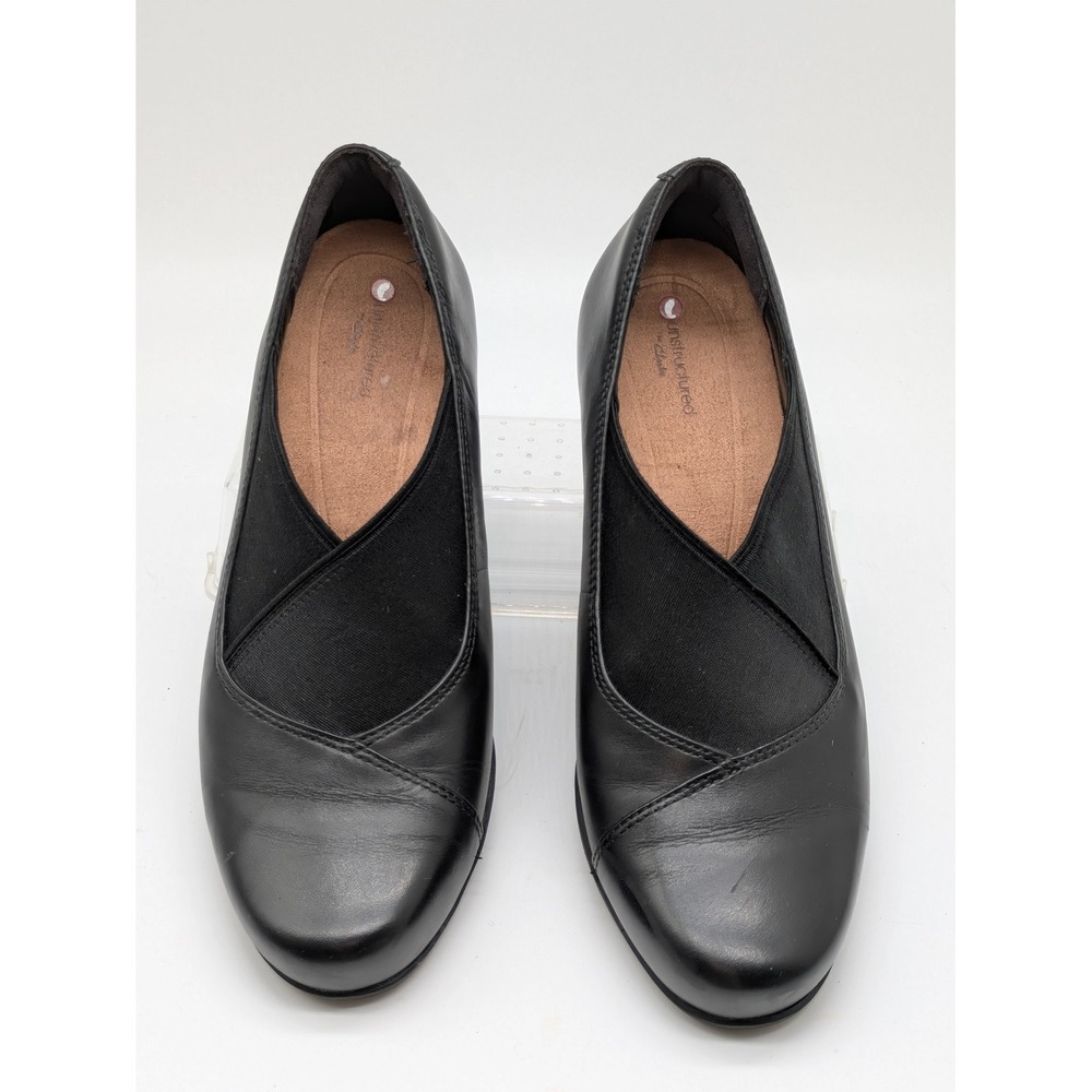 Clarks Unstructured Black Leather Comfort Pumps Low Heel Slip On Women's 7M - Picture 6 of 12
